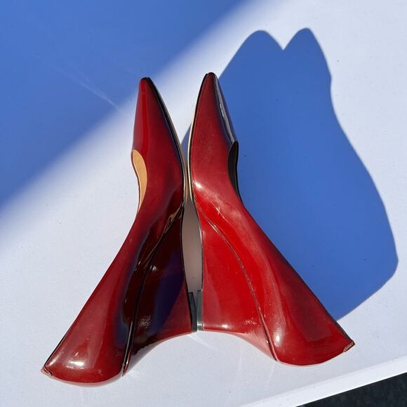 Via Spiga Red Wedge Heel Pointed Toe Shoe Size 9 1/2 - Picture 6 of 14